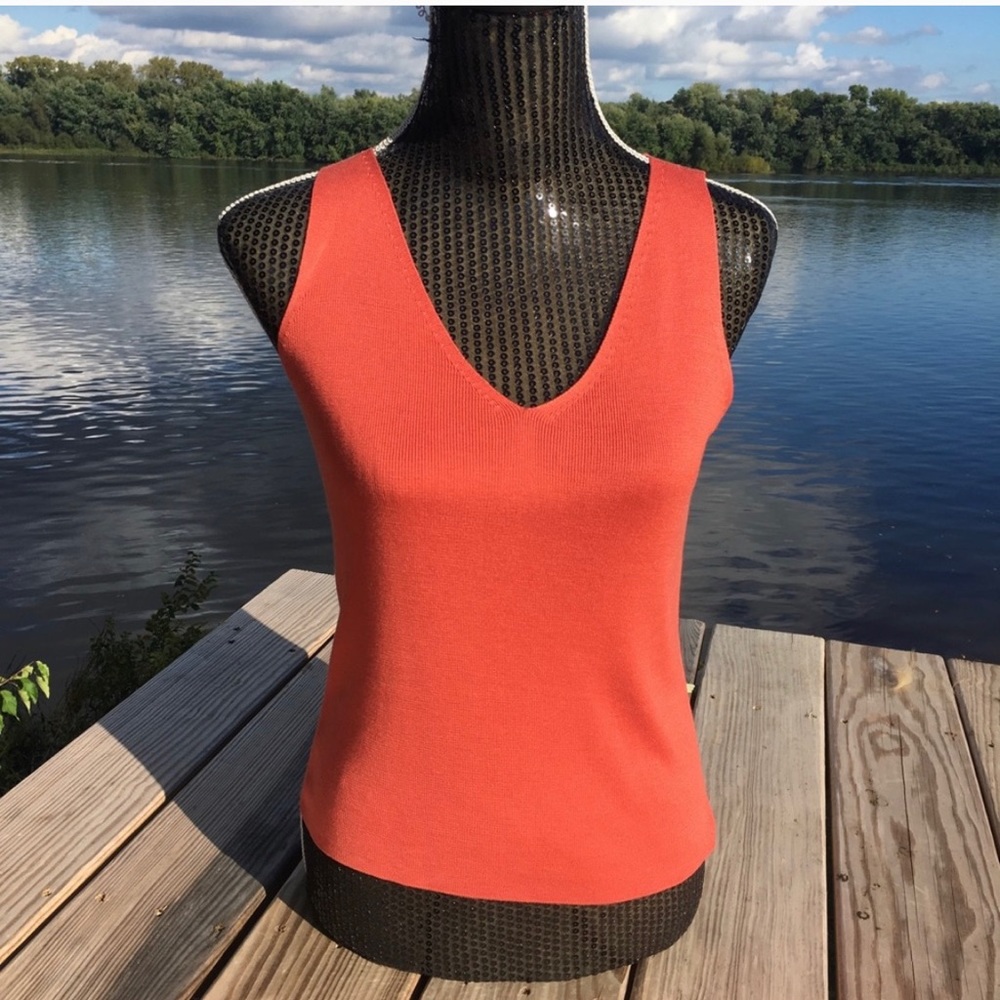 Banana Republic silk burnt orange sleeveless top